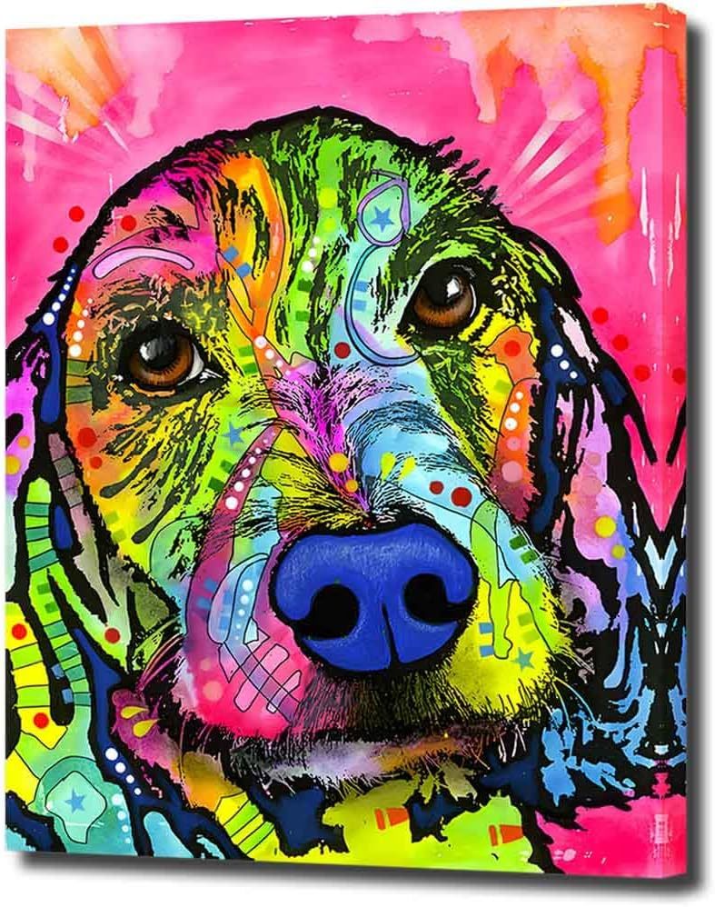 Tableau chien grand format, peinture de chien, panneau artistique, tenture, cadre en bois, toile, toile de peinture, image, affiche artistique, intérieur, art moderne, cadeau, Ouvrages d'art, Peinture, autres