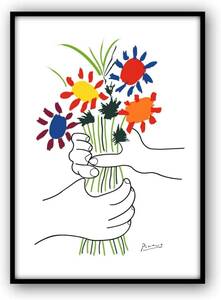 Art hand Auction Large Size New A3 Size Painting Art Picture Art Poster Art Panel Picasso Framed Art Frame Hand Holding a Bouquet Framed Opening Celebration, artwork, painting, others