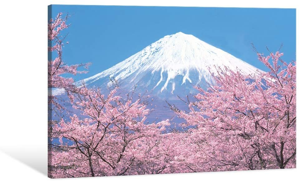 開運 富士山 桜 アートパネル 絵画 装飾画 壁掛け 絵 アート 運気上昇 新品 60x30cm, 美術品, 絵画, その他