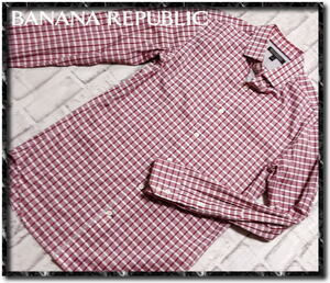 美品！！★BANANA REPUBLIC　バナナリパブリック　チェック長袖シャツ　赤系★