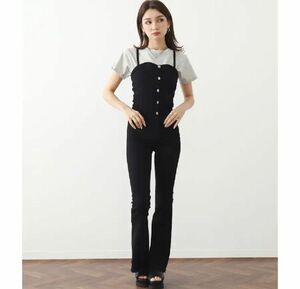 Anap バックレスフレアデニムサロペット