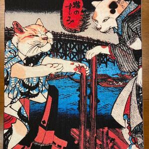 8号帆布 歌川国芳 うちわ絵　猫のすずみ　浮世絵
