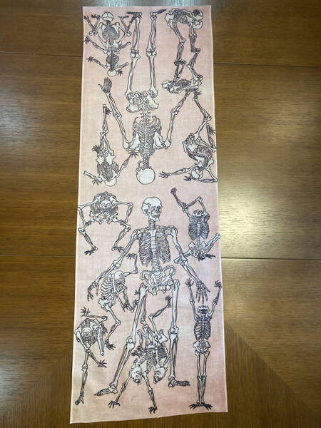 暁斎漫画 骸骨 河鍋暁斎 手ぬぐい 浮世絵 サイズは約102cm 35cm
