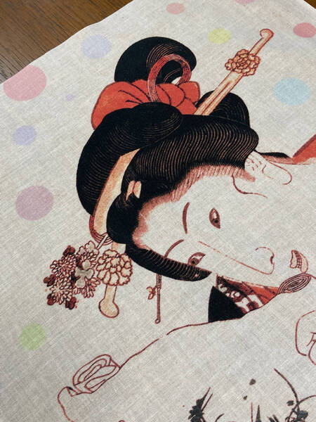 文読む娘 歌川国芳 浮世絵 手ぬぐい サイズは約113cm 35cm