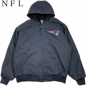 1円〜 美品 NFL PATRIOTS ペイトリオッツ アクティブジャケット ブルゾン L ダック地 中綿入り ワークウェア アメフト US古着 メンズ