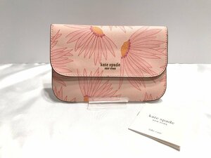 ■【YS-1】 状態良好 ■ ケイトスペード kate spade 財布 ■ 薄型 ポーチ 花 フラワー柄 ピンク系 12cm×18.5cm 【同梱可能商品】■D