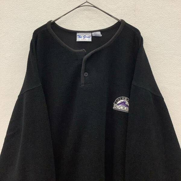 The game 90s COLORADO ROCKIES パイル ヘンリーネック カットソー 古着 size XL ビッグサイズ 76496
