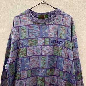 KENZO PARIS GOLF VINTAGE SHIRT ケンゾーゴルフ スウェットシャツ ロングカットソー size 2 古着 総柄 パープル 76910