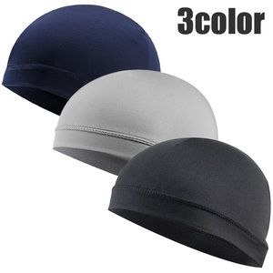 無地 速乾 薄手 インナーキャップ ヘルメットインナー 帽子 ブラック ライトグレー ネイビー 3色セット exia