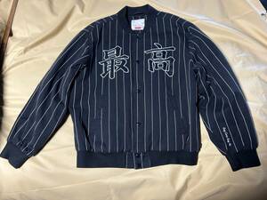 未使用 Supreme シュプリーム 19SS Pinstripe Varsity Jacket ピンストライプ バーシティ ジャケット サイズL ブラック 最高