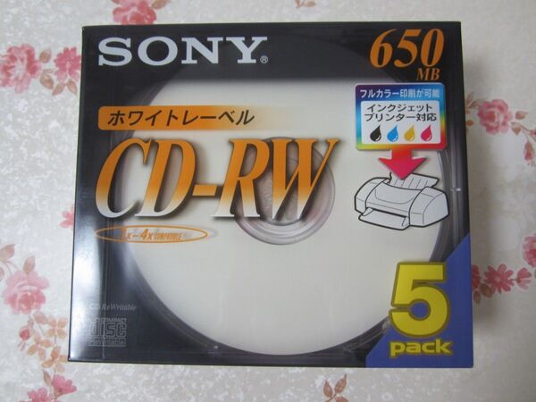 SONY CD-RW 650MB ホワイトレーベル(インクジェットプリンター対応)