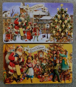 HEIDEL Christmas chocolate can Vintage 2 set 