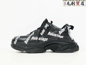 バレンシアガ BALENCIAGA Triple S Logotype スニーカー 524039 ブラック サイズ38 25cm 極上美品 靴 レディース