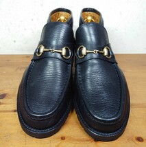 【美品】ITALY製 オールドグッチ/GUCCI ホースビット ブーツ Mens 41E 25.5cm相応 黒 ブラック/ローファー_画像4