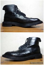 【美品/ポールスミス別注】英国製 Tricker's/トリッカーズ ウィングチップ ブーツ UK81/2 Fit.5 27cm相応 ブラック/モールトン クロケット_画像2