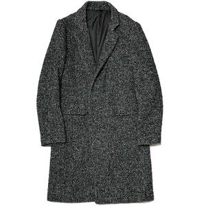 定価7.9万 junhashimoto BALLIS TWEED LONG CHESTER COAT 2 ジュンハシモトツイードロングチェスターコート wjk akm 1piu