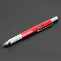 F77　多機能ボールペン　一台5役　定規　ドライバー　水平器　タッチペン　おしゃれ　赤_画像2