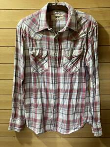 中古 ラングラーxビームス ダブルネーム チェック柄 ウエスタンネルシャツ ブルーベル M/Lサイズくらい WRANGLER BEAMS BLUE BELL 送料無料