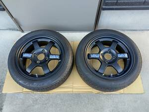 【中古】RAYS TE37 14インチ 14x6J 38 PCB100 2本 ◆ 165/55R14タイヤ付き(おまけ)