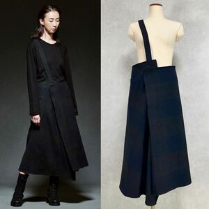 ヨウジヤマモト 21AW GLEN CHECK SKIRT グレーネイビー 2