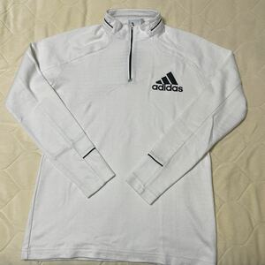 暖かい　adidas golf 冬用　ジップアップ　モック シャツ 発熱素材　中古美品　サイズS