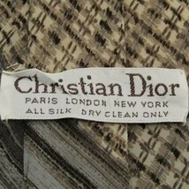 クリスチャンディオール シルク パネル柄 チェック柄 格子柄 ブランド ネクタイ メンズ ベージュ Christian Dior_画像4