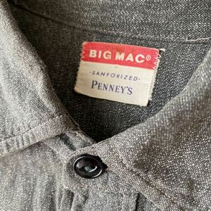 VINTAGE ぺニーズ ビッグマック 黒シャン ブラックシャンブレー ワーク シャツ ごま塩 ソルト ペッパー 60s BIG MAC PENNEY'S ビンテージ