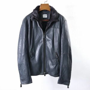 M3-WJ192 アルマーニコレツィオーニ ARMANI COLLEZIONI 最高級 ゴートファー ラムレザージャケット グレー 48 メンズ