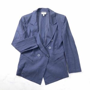 3-YK032 アルマーニコレツィオーニ ARMANI COLLEZIONI 高級ライン リネン ジャケット ブルー 42 レディース