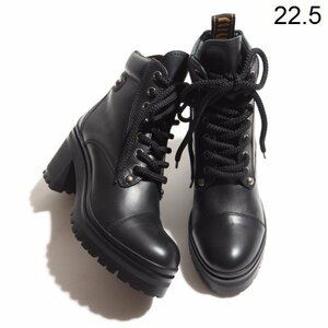 x5914PVMIU MIU MiuMiu V as good as new 22AW block heel race up short boots black 35/22.5cm miumiu black autumn ~ spring rb mks