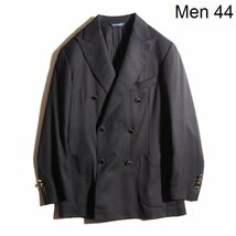 C0510P　▼Belvest ベルベスト × BEAMS F▼ JACKET IN THE BOX ウールサキソニー ダブルブレスト テーラードジャケット 黒 44 秋冬 rb mks_画像1