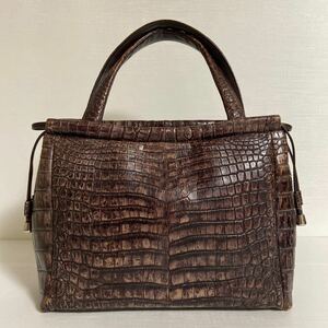 ★特注品♪センター取り・変わり染め ★マットクロコダイル トートバッグ(Brown) ★ size：W 38 × H 25 × D 12㎝ ★未使用品／保管品♪