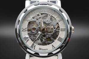 【中古 稼働品】 Winner U8018 3針 メンズ スケルトン 自動巻き 機械式 腕時計 現状品 (k-0495)