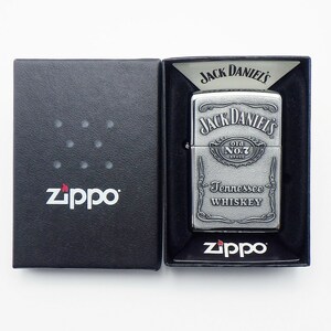 C23-360 ZIPPO ジッポー オイルライター JACK DANIEL'S ジャックダニエル old No.7 ウイスキー シルバー 2014年製造 火花確認済み 箱付き