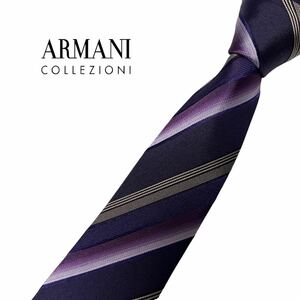 ARMANI COLLEZION necktie reji men taru pattern stripe pattern Armani ko let's .-niUSED used m400