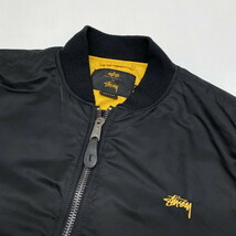 STUSSY × ALPHA ステューシー 35周年 MA-1 XL ブラック 黒 フライトジャケット アルファ コラボ 刺繍 ロゴ_画像3