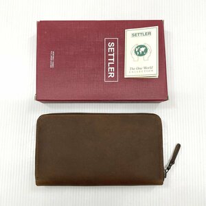 【新品 定価3.5万円】SETTLER セトラー CLUTCH PURSE レザー 長財布 ブラウン 茶 ラウンドジップ クラッチパース