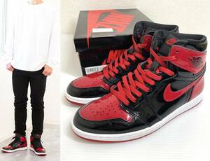 【28.5cm 国内正規品】NIKE ナイキ AIR JORDAN 1 RETRO HIGH OG Patent Bred エアジョーダン1 パテント ブレッド US10.5 黒 赤 555088 063