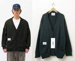 【22AW】WTAPS PALMER SWEATER ニットカーディガン 4 グリーン 緑 ジップカーディガン ダブルタップス