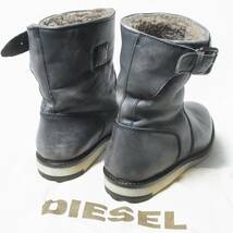 良品 DIESEL ディーゼル D-DAAHGGER 加工レザー エンジニアブーツ 44/28.0cm 28cm◎アンティーク革◎ペコスブーツ_画像4