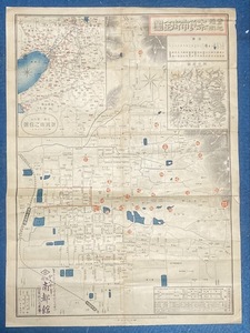 古地図+奈良市「実地踏測　奈良市街全図」著作・発行人・日下伊兵衛、発売・和楽路屋、旅館南都館、東大寺・大仏、猿沢池、春日神社