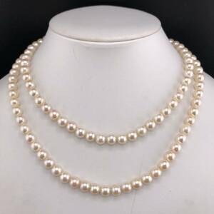 E10-5766 アコヤロングパールネックレス 7.0mm~7.5mm 92cm 67.0g (アコヤ真珠 ロング Pearl necklace SILVER )