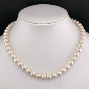 E11-0729 アコヤパールネックレス 8.0mm~8.5mm 34cm 42.6g (アコヤ真珠 Pearl necklace SILVER )