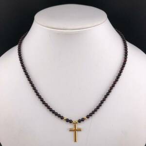 E11-1021 K18☆ガーネットネックレス 43cm 4.4g (garnet necklace K18)