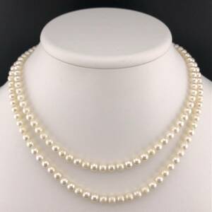 E11-2944 2連☆アコヤパールネックレス 5.0mm~5.5mm 34g ( アコヤ真珠 Pearl necklace SILVER )