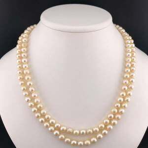 E11-3584 アコヤロングパールネックレス 7.0mm 104cm 78g ( アコヤ真珠 ロング Pearl necklace SILVER )