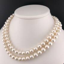 E11-1765 ロングパールネックレス 9.5mm~10.0mm 94cm 127g ( ロング Pearl necklace SILVER )_画像2