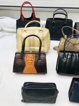 527 crocodile クロコダイル　ostrich トカゲ horse hair 蛇皮　高級レザー　型押しレザー　ヴィンテージバッグ　まとめ売り_画像2