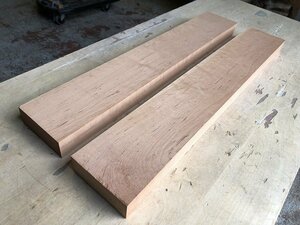 【EH461Q】チェリー ～676×110×40㎜ 2本セット 極上杢 一枚板 材料 天然木 無垢材 乾燥材 銘木 材木 木工 DIY《銘木登屋》