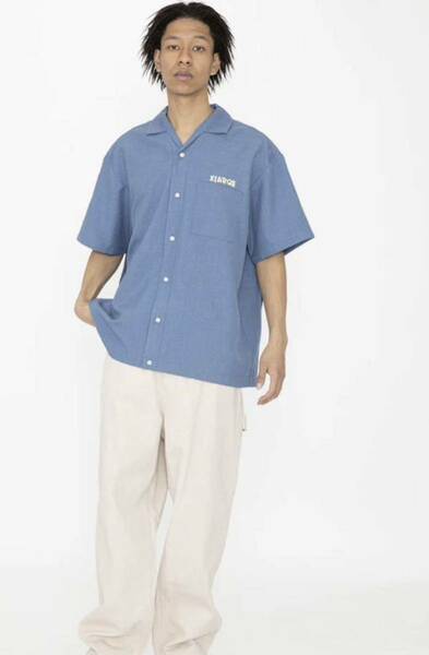 新品　XLARGE 半袖シャツ DRAWING OG OPEN COLLAR SHIRT ブルー　サイズ　L 完売品